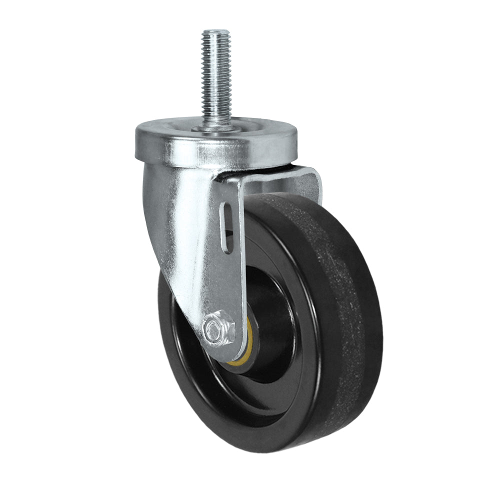 Swivel caster, 4" x 1-1/4" phenolic wheel, Threaded stem 1/2-13 x 1-1/2"