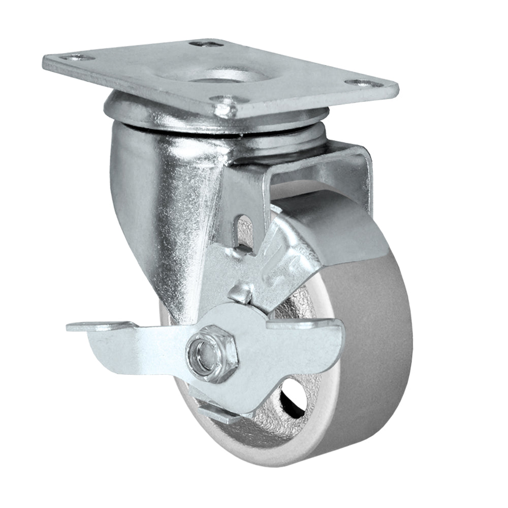 Side brake caster, 3 in. semi-steel wheel (21 Series zinc-plated shown)