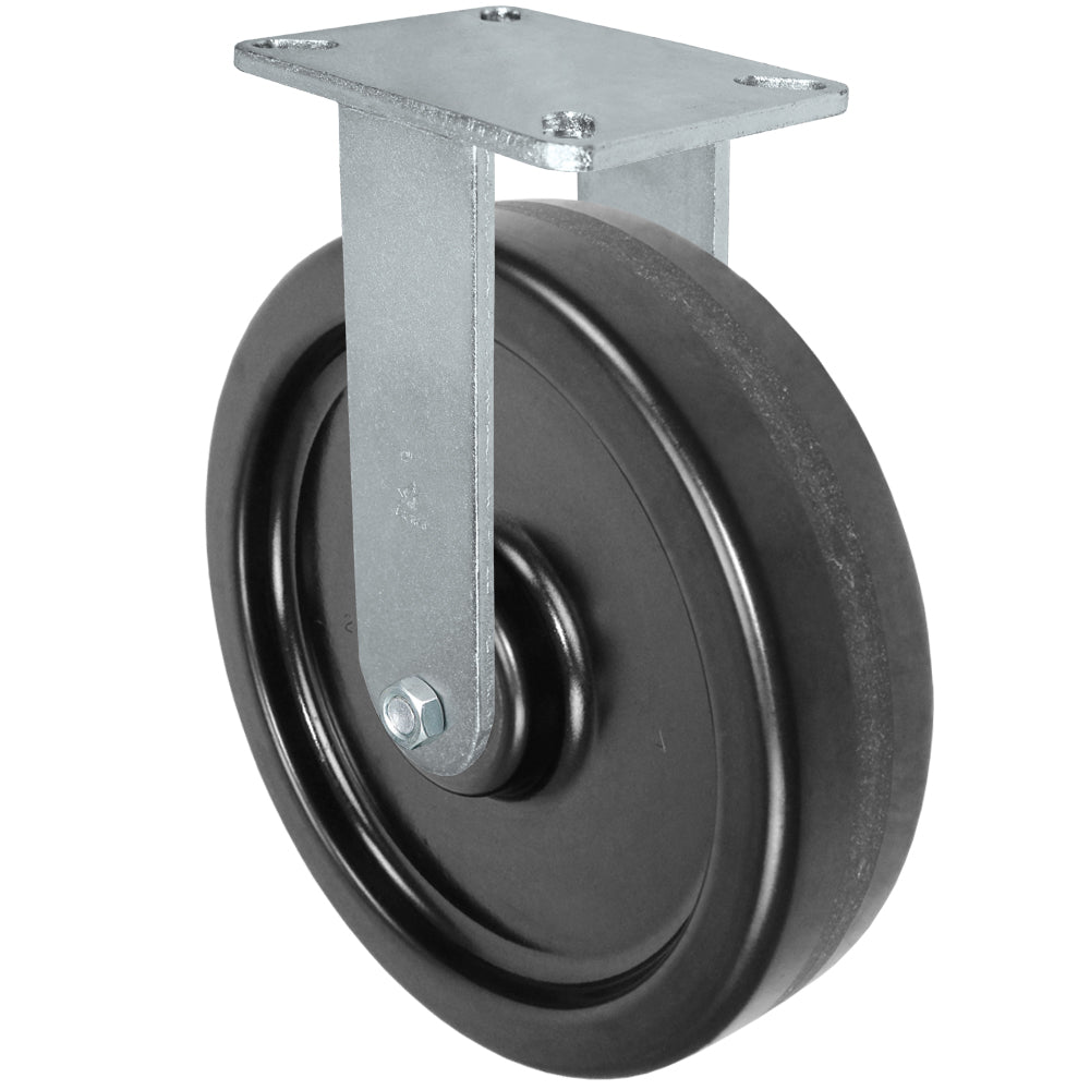 Rigid caster, 10" x 3" phenolic wheel, Plate 5-1/4 x 7-1/4" (photo from a matching CasterHQ rigid)