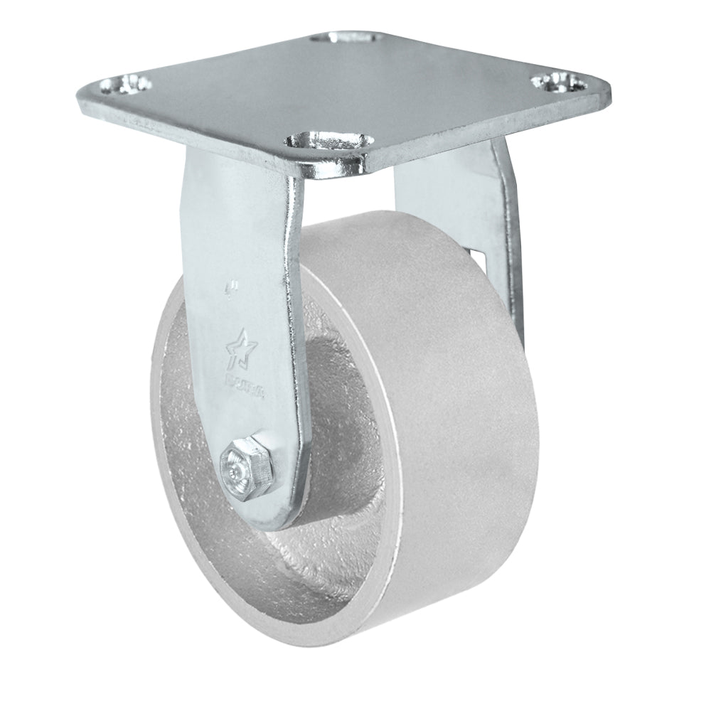 Rigid caster, 4" x 2" semi-steel wheel, Plate 4 x 4-1/2"