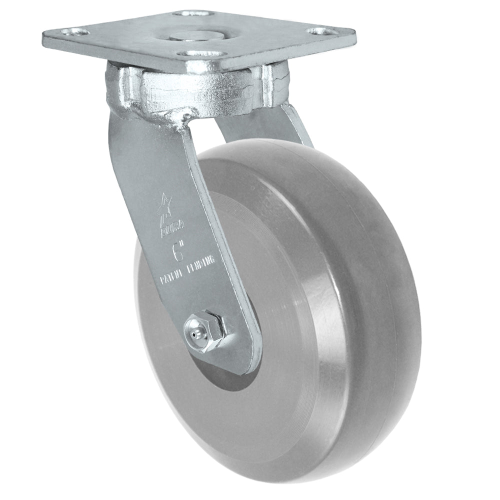 Swivel caster, 6" x 2" hd solid polyurethane wheel, Plate 4 x 4-1/2"