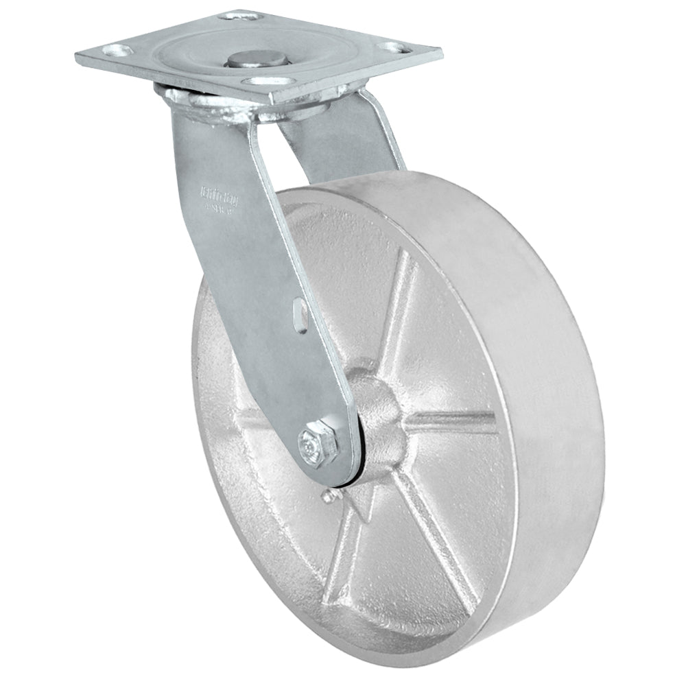 Swivel caster, 8" x 2" semi-steel wheel, Plate 4 x 4-1/2"