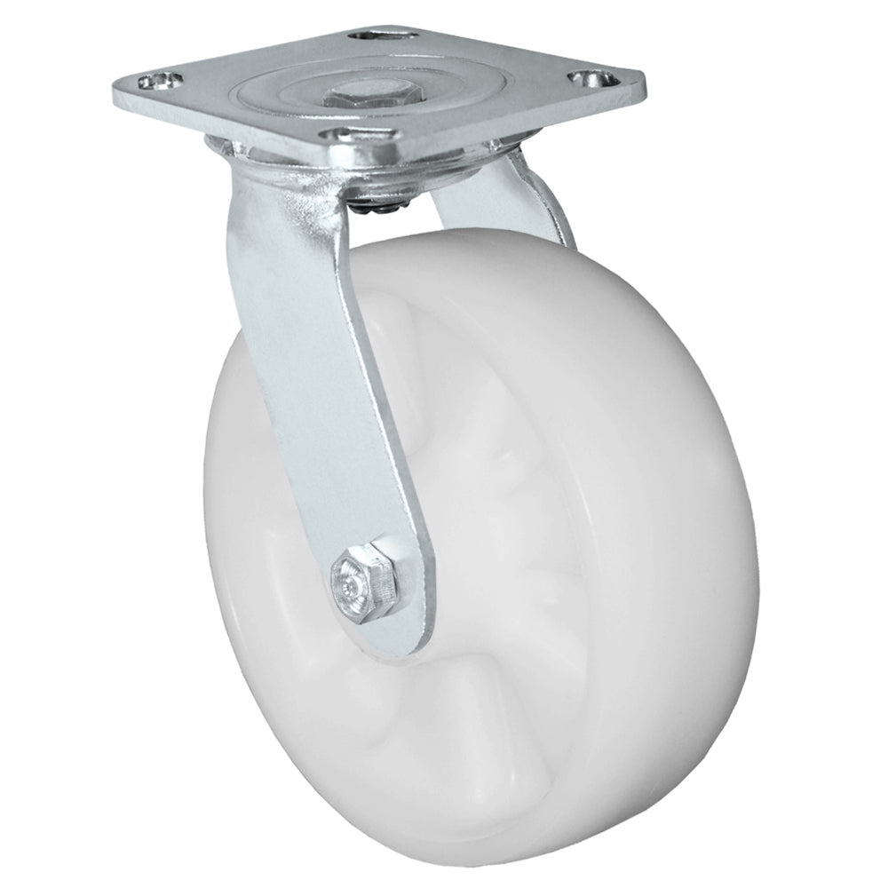 Swivel caster, 6" x 2" nylon wheel, Plate 4 x 4-1/2"