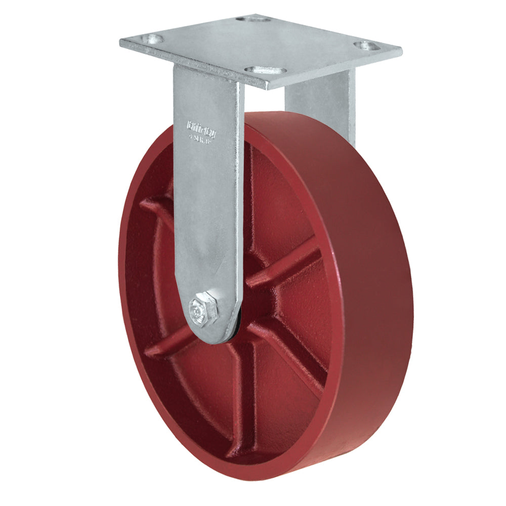 Rigid caster, 8" x 2" ductile steel wheel, Plate 4 x 4-1/2"