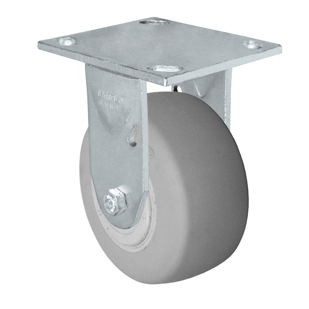 Rigid caster, 4" x 2" duratek donut rubber wheel, Plate 4 x 4-1/2"