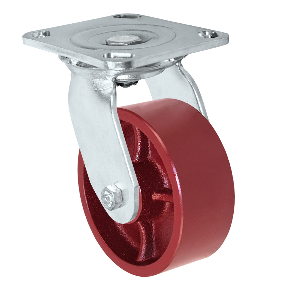 Swivel caster, 4" x 2" ductile steel wheel, Plate 4 x 4-1/2"