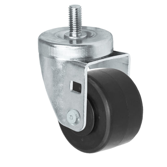Swivel caster, 3" x 1-13/16" hd polyolefin wheel, Threaded stem 1/2-13 x 1"