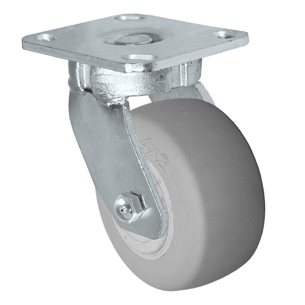Swivel caster, 4" x 2" duratek donut rubber wheel, Plate 4 x 4-1/2"