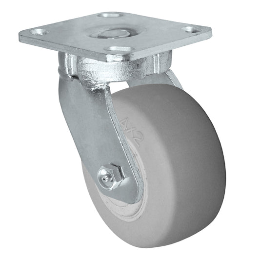 Swivel caster, 4" x 2" duratek donut rubber wheel, Plate 4 x 4-1/2"
