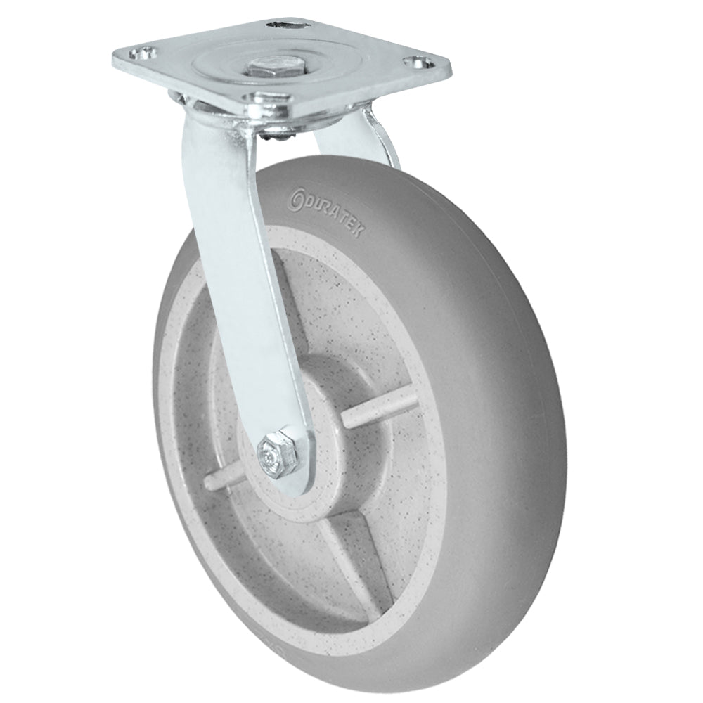Swivel caster, 8" x 2" duratek donut rubber wheel, Plate 4 x 4-1/2"
