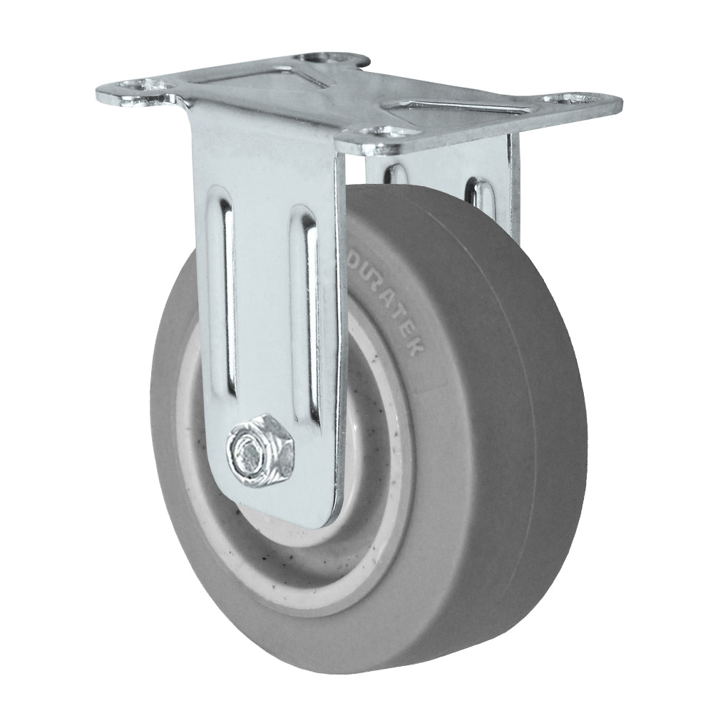 Rigid caster, 3" x 1-1/4" duratek rubber wheel, Plate 2-3/8 x 3-5/8"