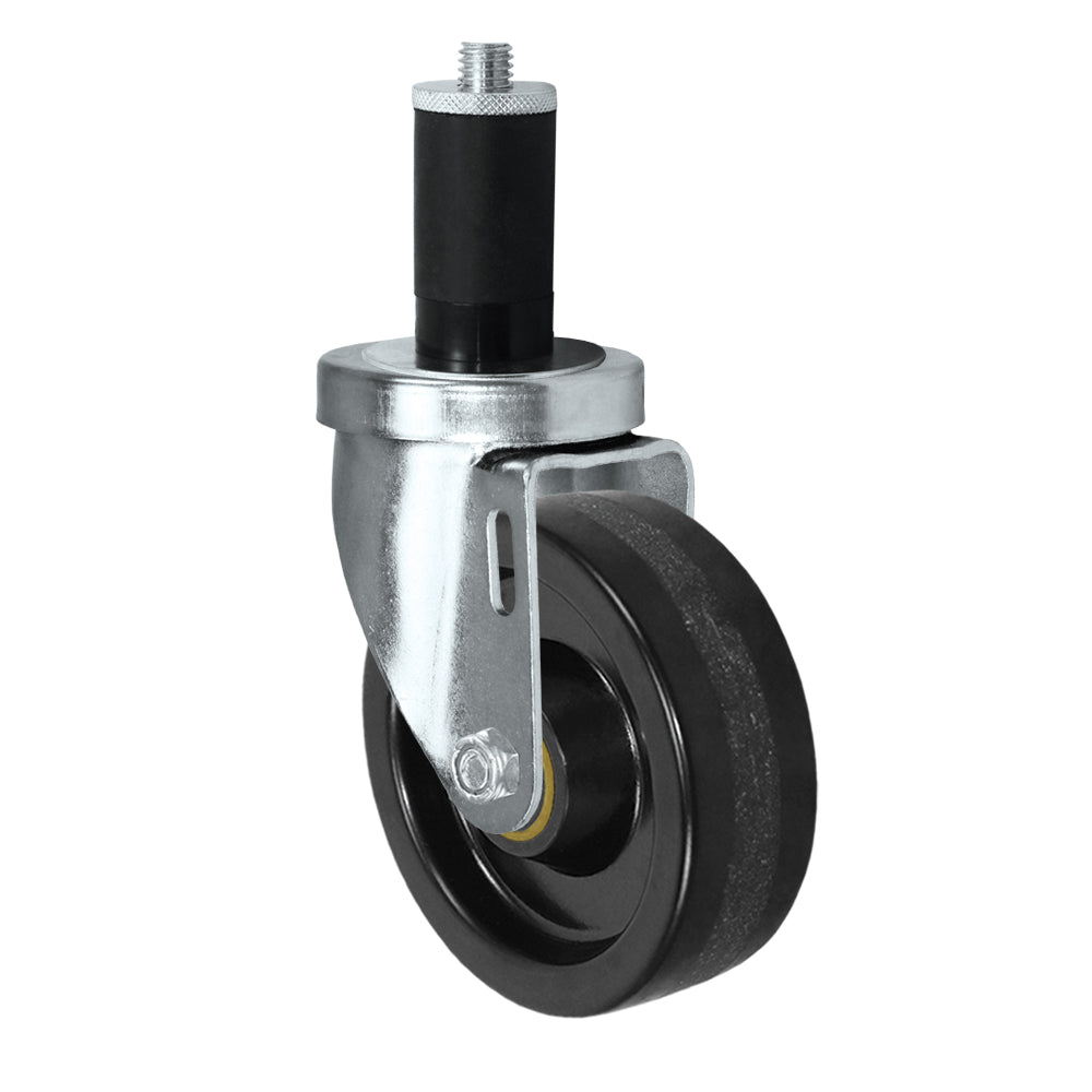 Swivel caster, 4" x 1-1/4" phenolic wheel, Expandable stem, 3/4" tube (zinc-plated 24 Series shown)