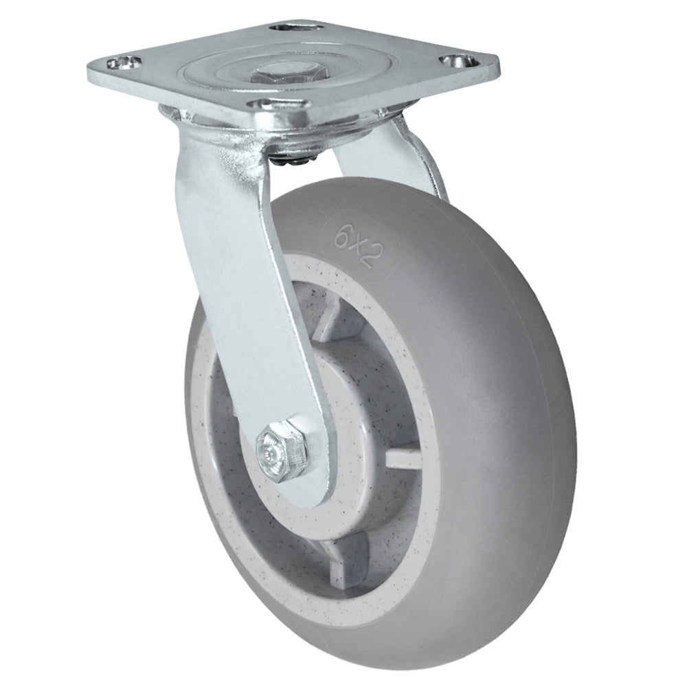 Swivel caster, 6" x 2" duratek donut rubber wheel, Plate 4 x 4-1/2"