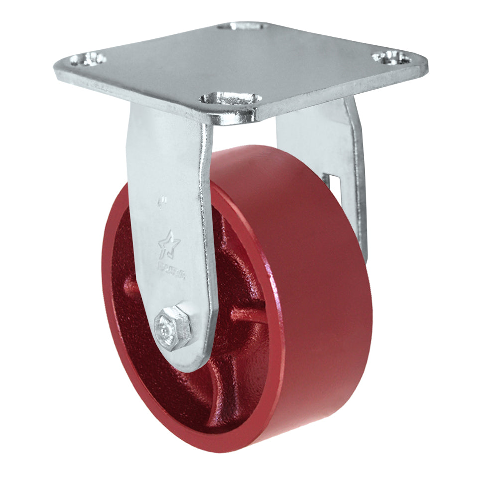 Rigid caster, 4" x 2" ductile steel wheel, Plate 4 x 4-1/2"