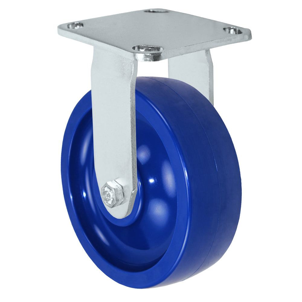 Rigid caster, 6" x 2" solid polyurethane wheel, Plate 4 x 4-1/2"
