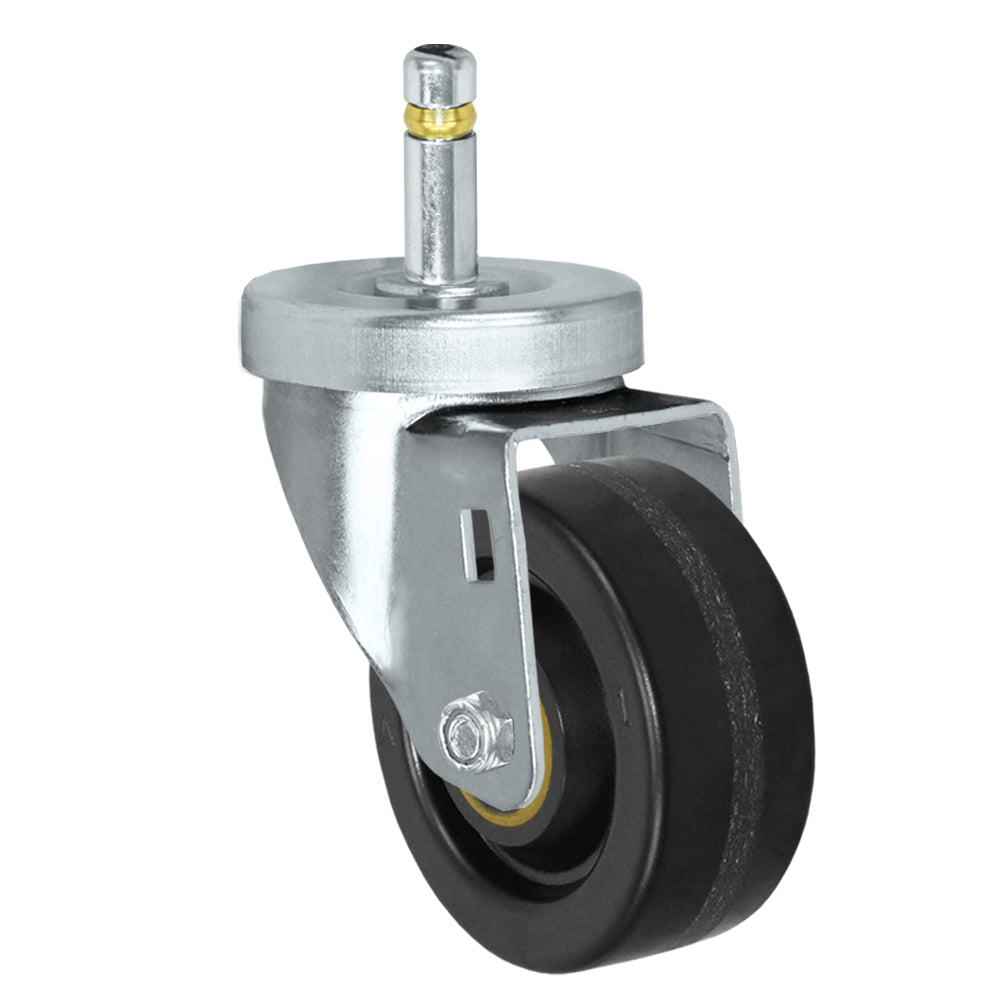 Swivel caster, 3" x 1-1/4" phenolic wheel, Grip ring stem 7/16 x 1-3/8"