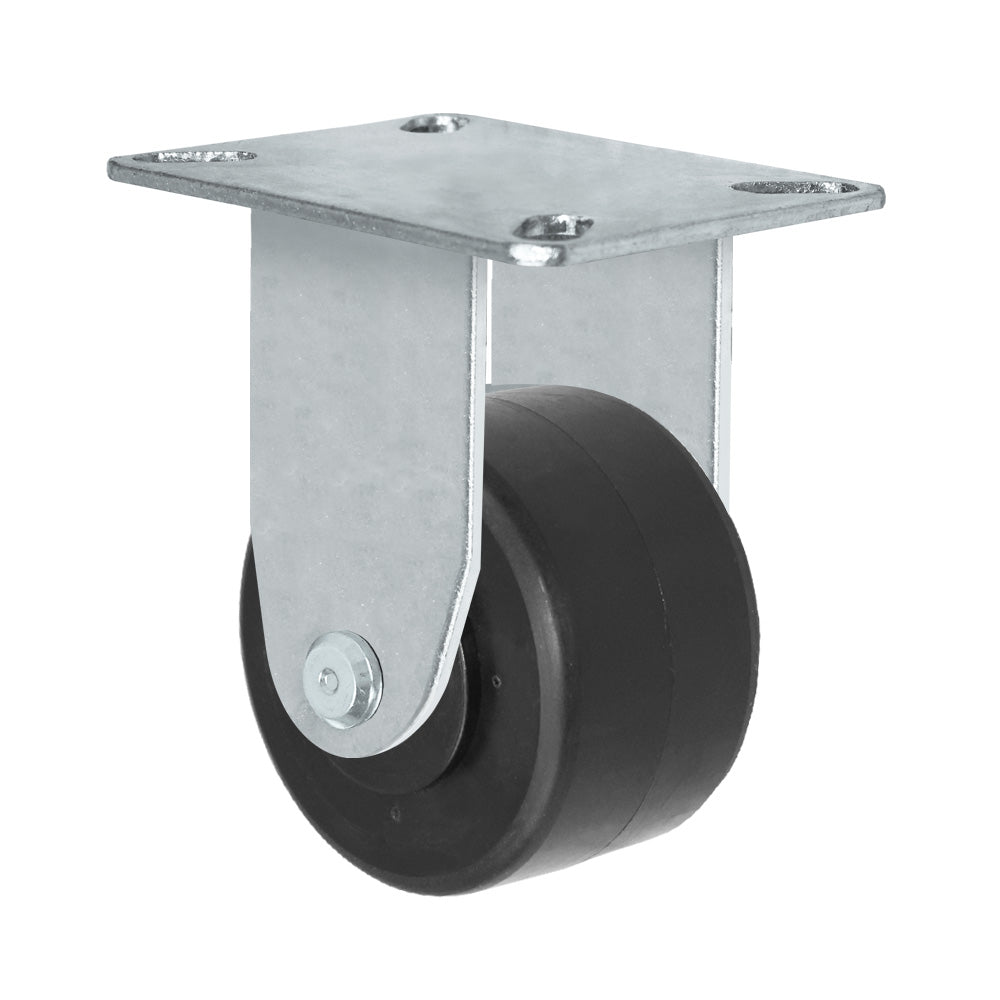 Rigid caster, 3" x 1-13/16" hd polyolefin wheel, Plate 3-1/8 x 4-1/8" (photo from a matching CasterHQ rigid)
