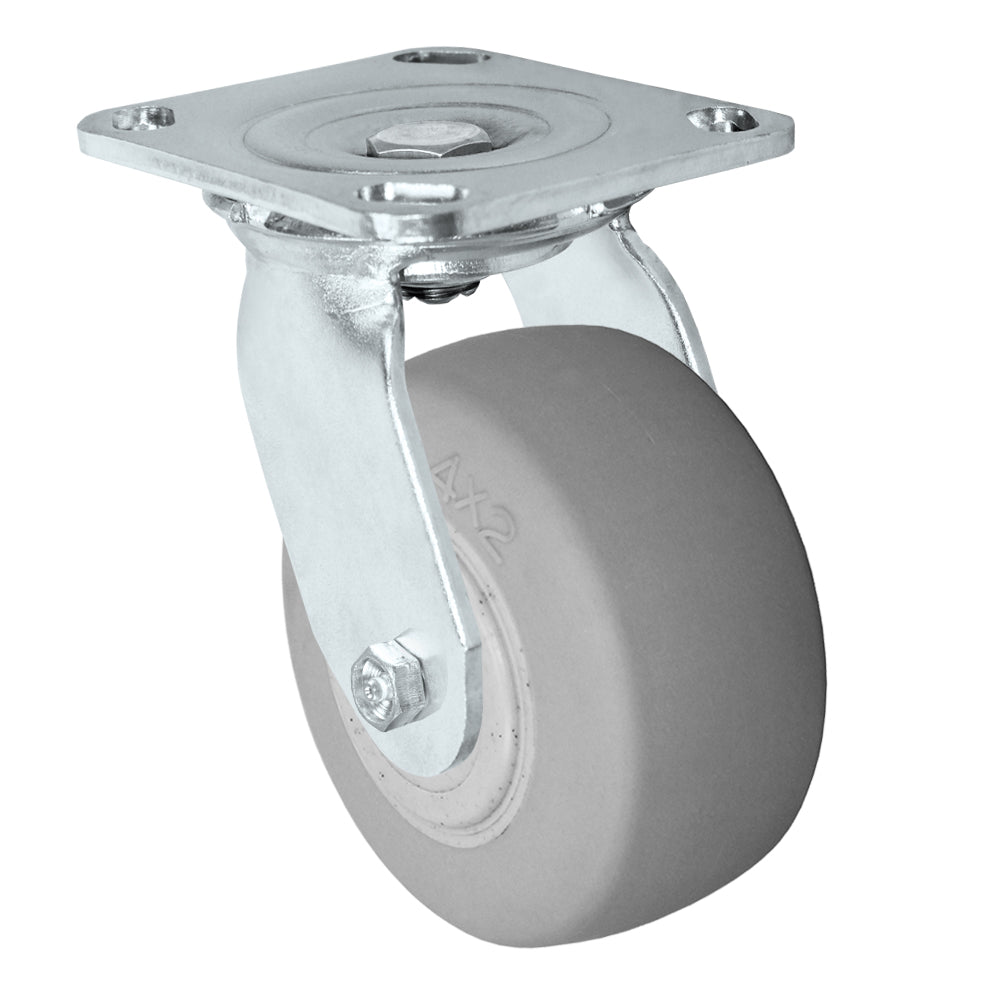 Swivel caster, 4" x 2" duratek donut rubber wheel, Plate 4 x 4-1/2"