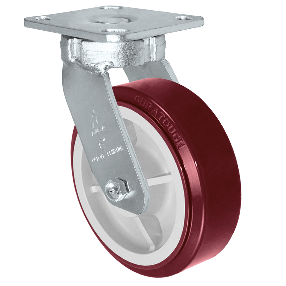 Swivel caster, 4" x 2" duratough polyurethane wheel, Plate 4 x 4-1/2"