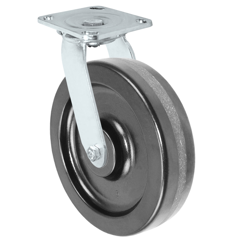 Swivel caster, 8" x 2" phenolic wheel, Plate 4 x 4-1/2"