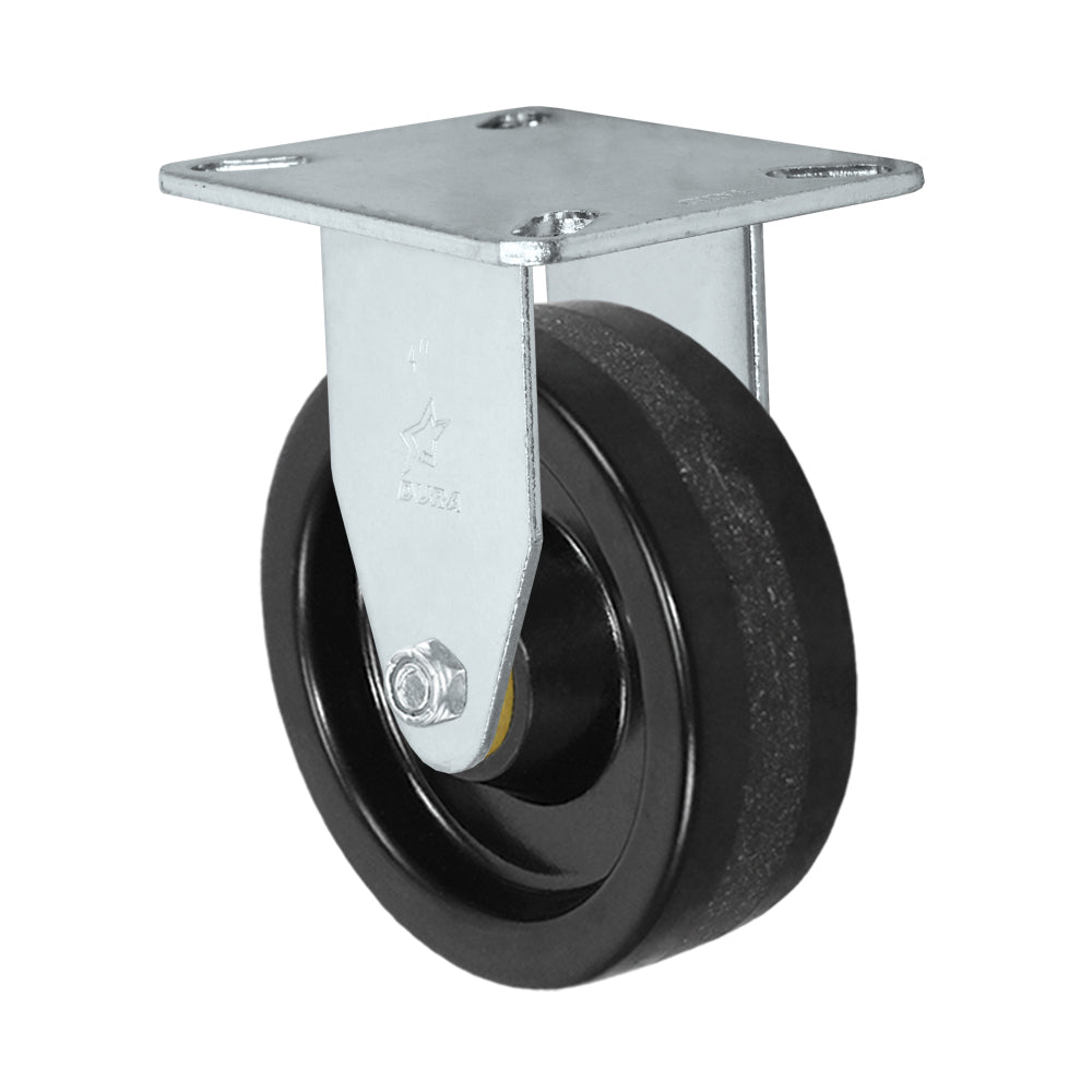 Rigid caster, 4" x 1-1/4" phenolic wheel, Plate 3-1/8 x 4-1/8"