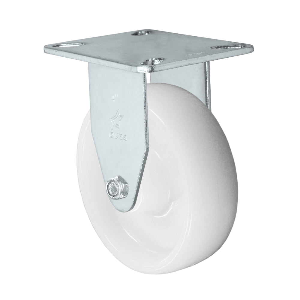 Rigid caster, 4" x 1-1/4" nylon wheel, Plate 3-1/8 x 4-1/8"