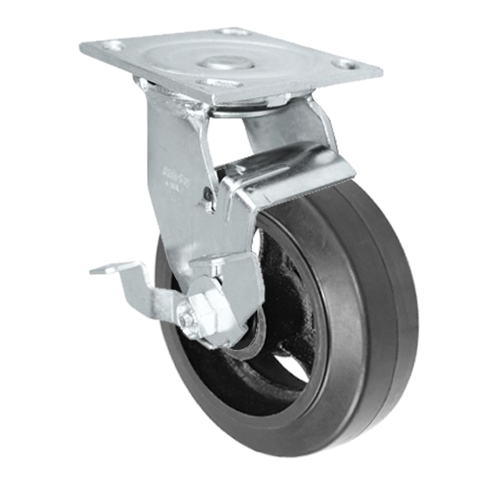Side brake caster, 6 in. rubber on steel wheel (34 Series shown)