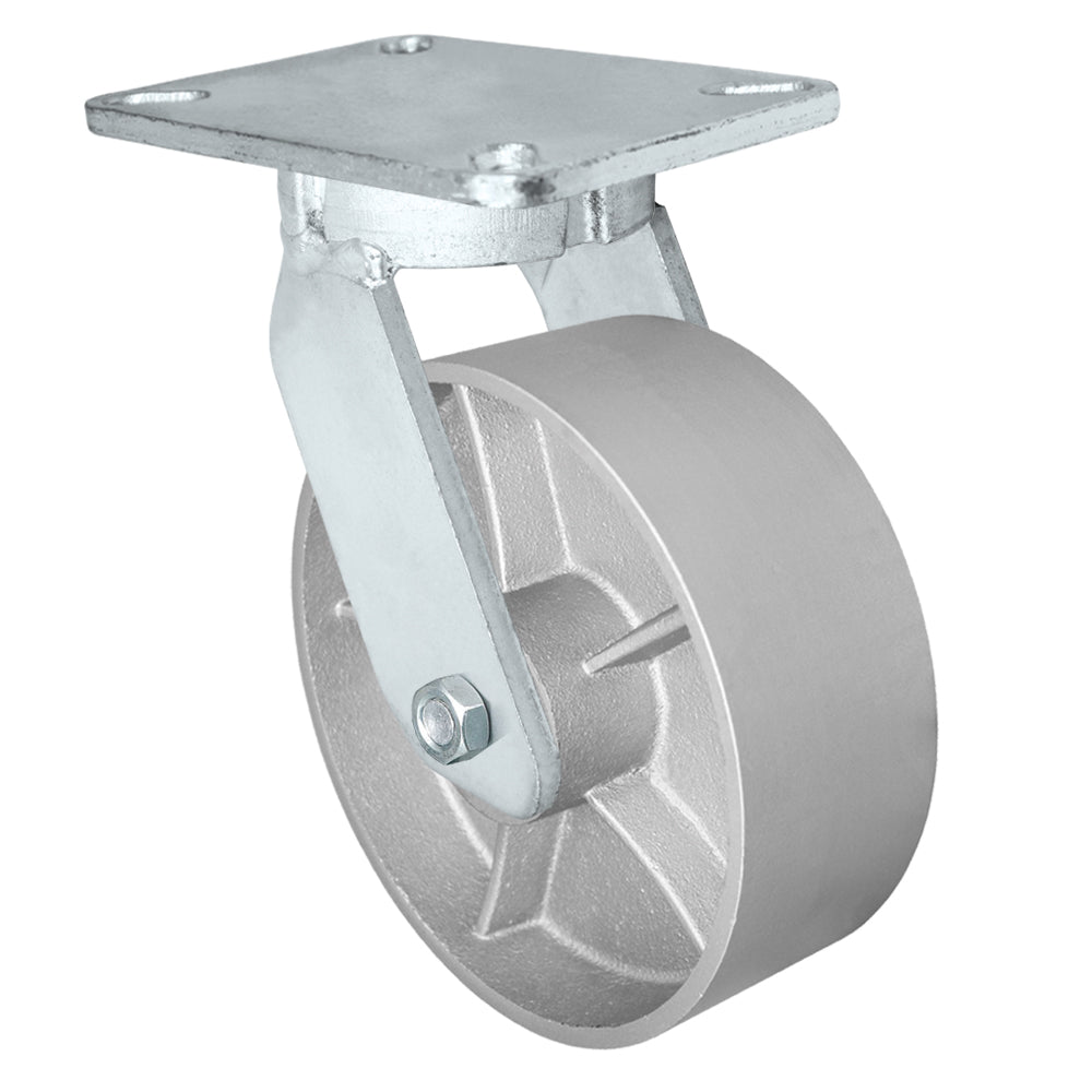 Swivel caster, 8" x 3" semi-steel wheel, Plate 5-1/4 x 7-1/4"