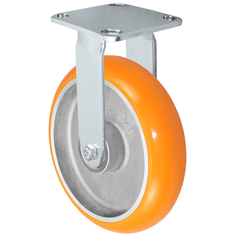 Rigid caster, 8" x 2" donut polyurethane on aluminum wheel, Plate 4 x 4-1/2"