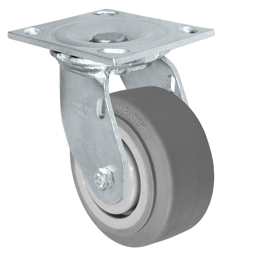 Swivel caster, 4" x 2" duratek rubber wheel, Plate 4 x 4-1/2"