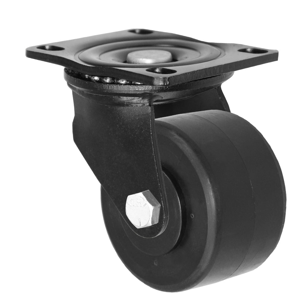 Swivel caster, 3" x 1-13/16" hd polyolefin wheel, Plate 3-1/8 x 4-1/8"