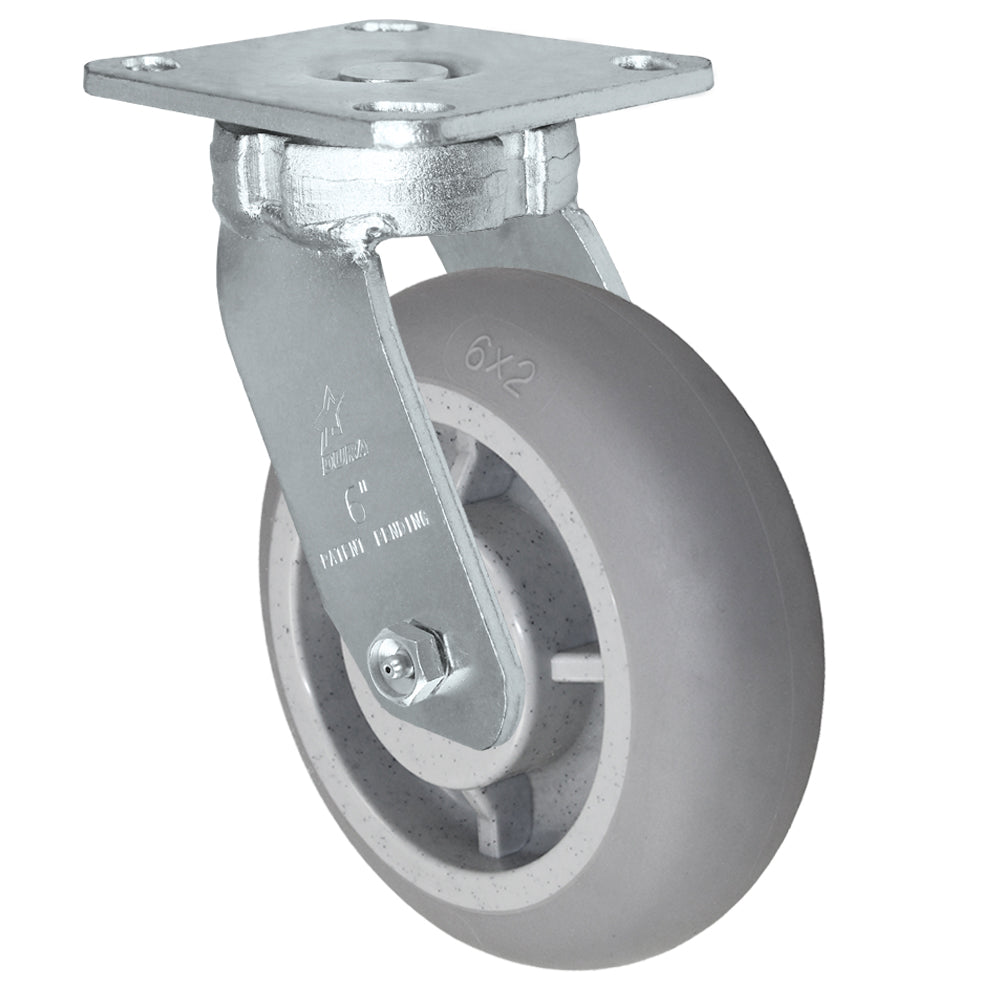 Swivel caster, 6" x 2" duratek donut rubber wheel, Plate 4 x 4-1/2"