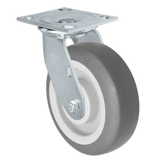Swivel caster, 4" x 2" thermoplastic rubber wheel, Plate 4 x 4-1/2"