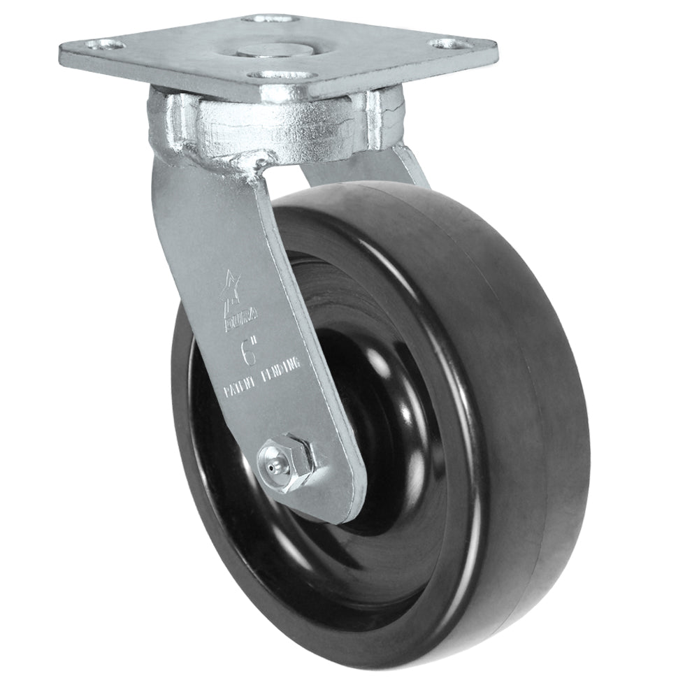 Swivel caster, 6" x 2" high-temp phenolic wheel, Plate 4 x 4-1/2"