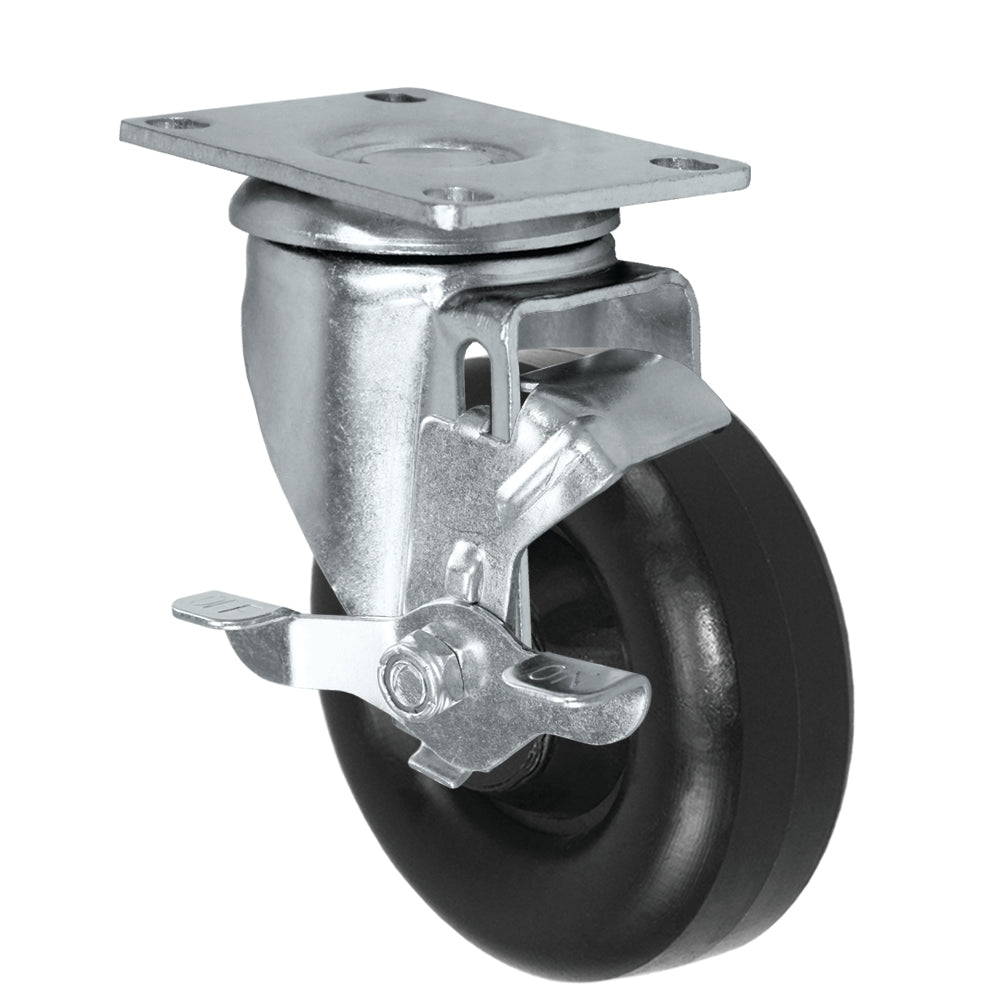 Side brake caster, 4 in. donut polyolefin wheel (21 Series shown)