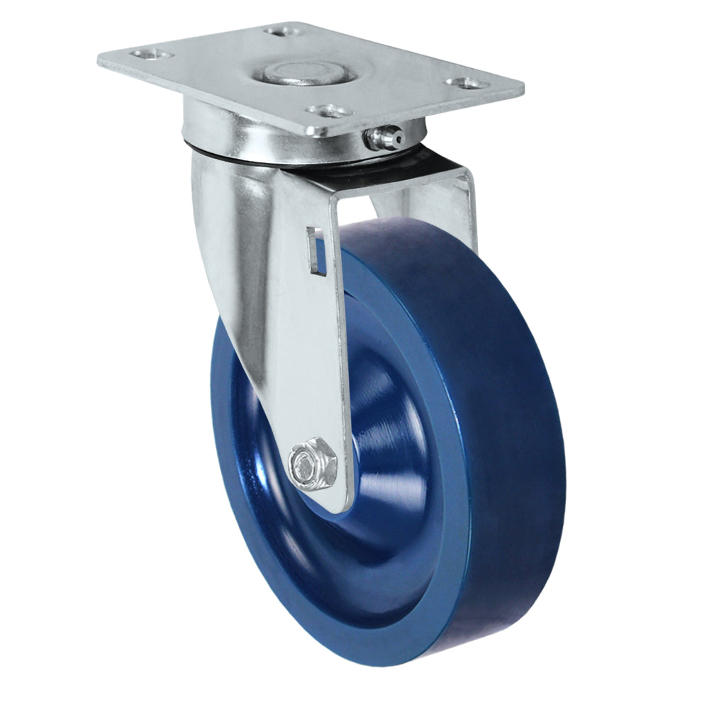 Swivel caster, 5" x 1-1/4" solid polyurethane wheel, Plate 2-3/8 x 3-5/8"