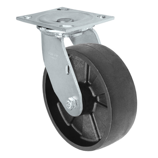 Swivel caster, 6" x 2" glass-filled nylon wheel, Plate 4 x 4-1/2"