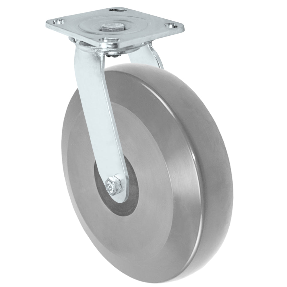 Swivel caster, 8" x 2" hd solid polyurethane wheel, Plate 4 x 4-1/2"