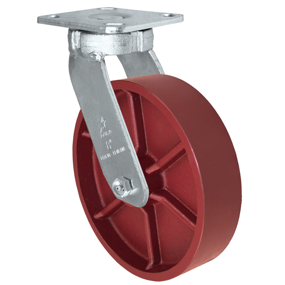 Swivel caster, 8" x 2" ductile steel wheel, Plate 4 x 4-1/2"