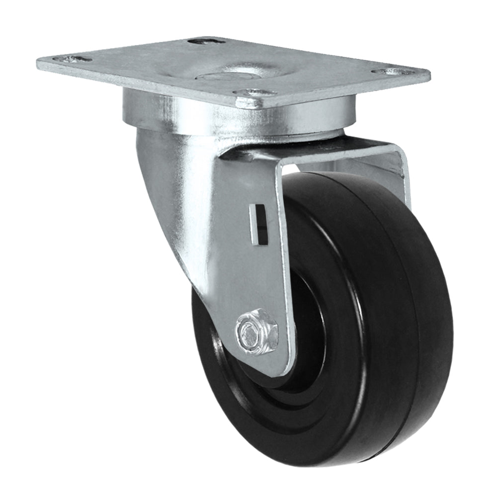 Swivel caster, 3" x 1-1/4" hard rubber wheel, Plate 2-3/8 x 3-5/8"