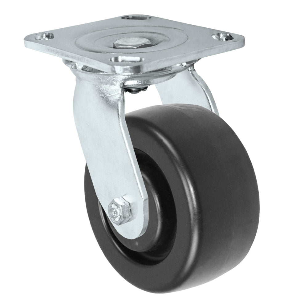 Swivel caster, 4" x 2" hd polyolefin wheel, Plate 4 x 4-1/2"