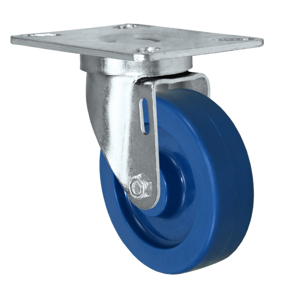 Swivel caster, 4" x 1-1/4" solid polyurethane wheel, Plate 3-1/8 x 4-1/8"