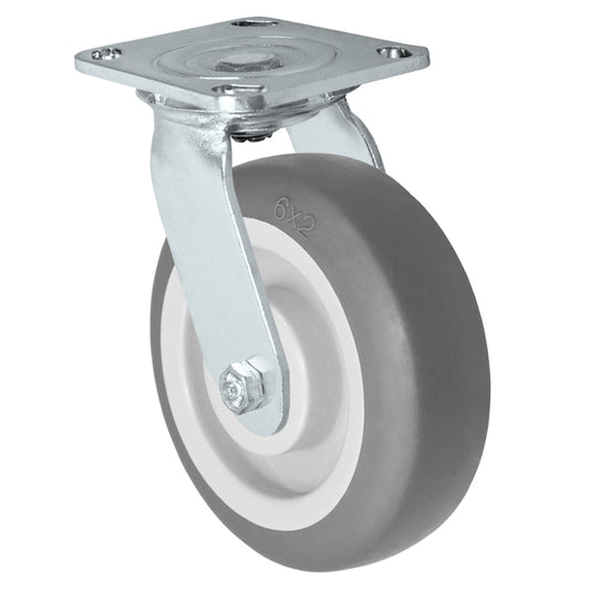 Swivel caster, 4" x 2" thermoplastic rubber wheel, Plate 4 x 4-1/2"