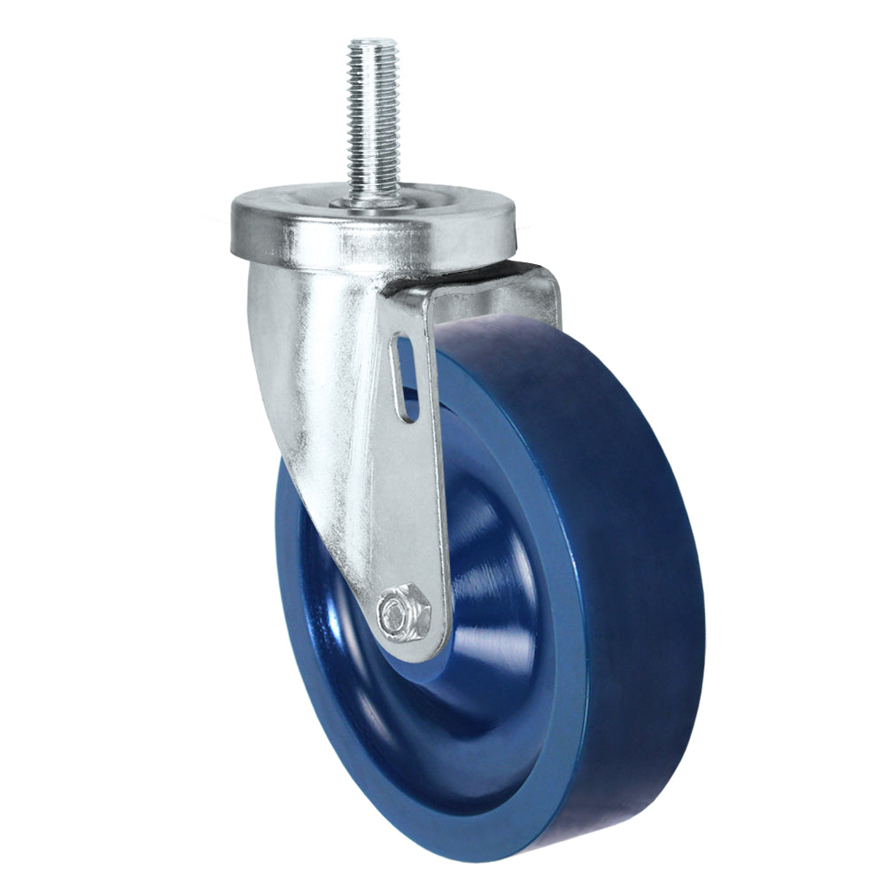Swivel caster, 5" x 1-1/4" solid polyurethane wheel, Threaded stem 1/2-13 x 1-1/2" (zinc-plated 24 Series shown)