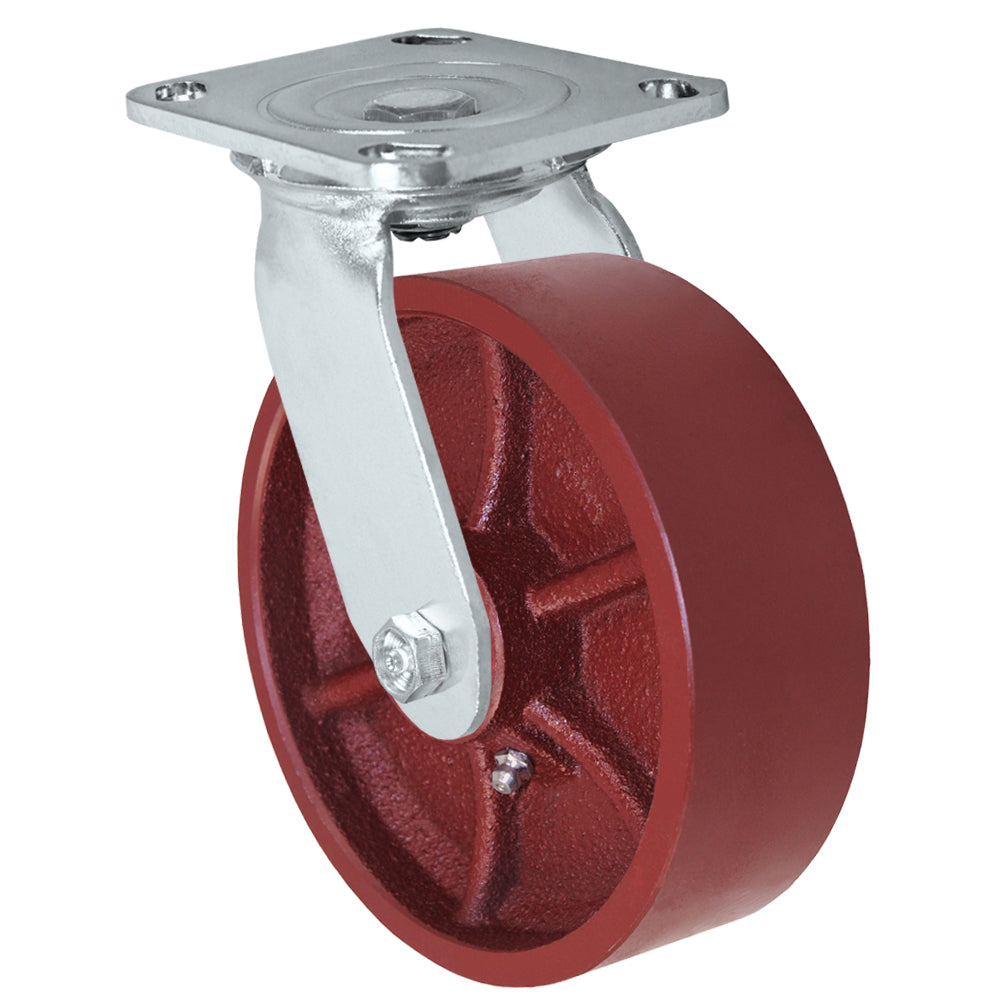 Swivel caster, 6" x 2" ductile steel wheel, Plate 4 x 4-1/2"
