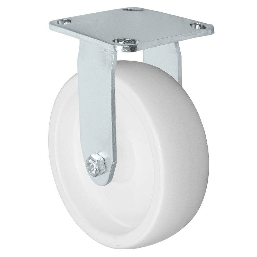 Rigid caster, 6" x 2" polyolefin wheel, Plate 4 x 4-1/2"
