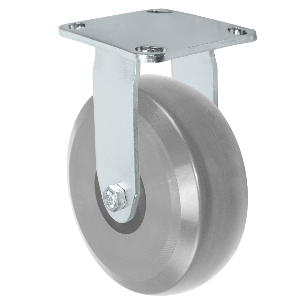 Rigid caster, 6" x 2" hd solid polyurethane wheel, Plate 4 x 4-1/2"