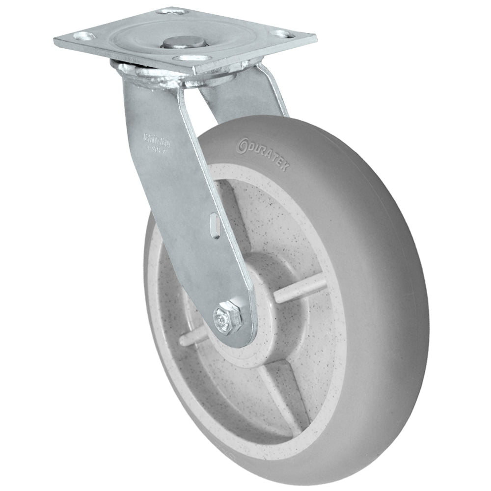 Swivel caster, 8" x 2" duratek donut rubber wheel, Plate 4 x 4-1/2"