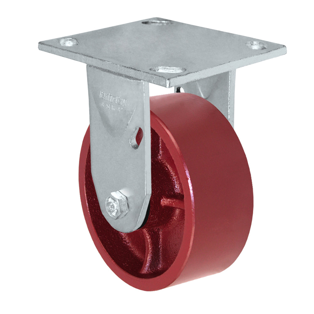 Rigid caster, 4" x 2" ductile steel wheel, Plate 4 x 4-1/2"