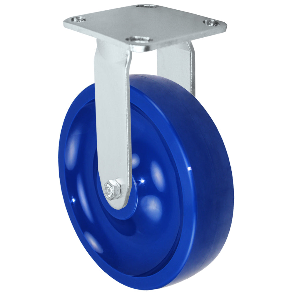 Rigid caster, 8" x 2" solid polyurethane wheel, Plate 4 x 4-1/2"